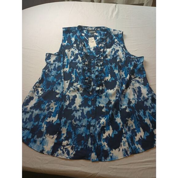 Lane Bryant Blue Sleeveless Blouse Women's size 26 NWT Sheer light weight - Picture 1 of 6